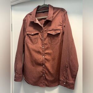 Tahari XL Rusted Pink Top with Snap Buttons
